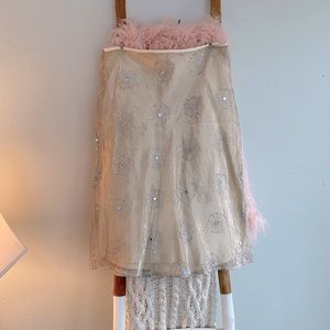 Lena Medoyeff a-line champagne gold silk skirt XL